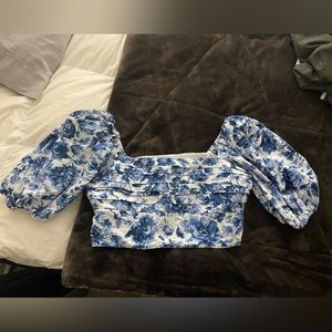 Abercrombie & Fitch Emerson Floral Pleated Peplum Top